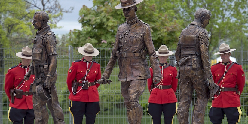 Bronze maple leaf taken from monument honouring slain New Brunswick RCMP officers